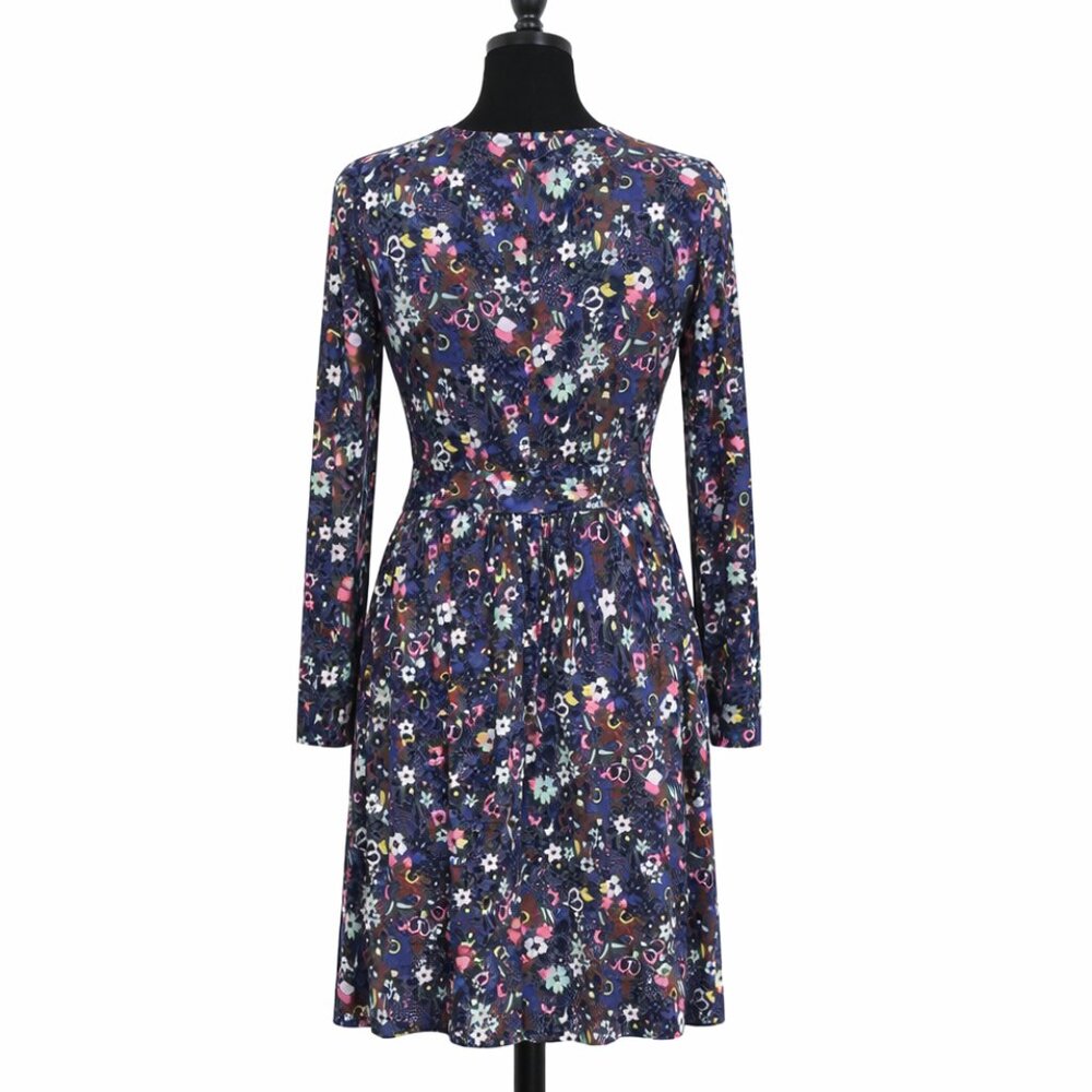 Boden Abigail Jersey Dress 14L Pewter Garden Meadow Floral Long Sleeve Pockets - Picture 3 of 6